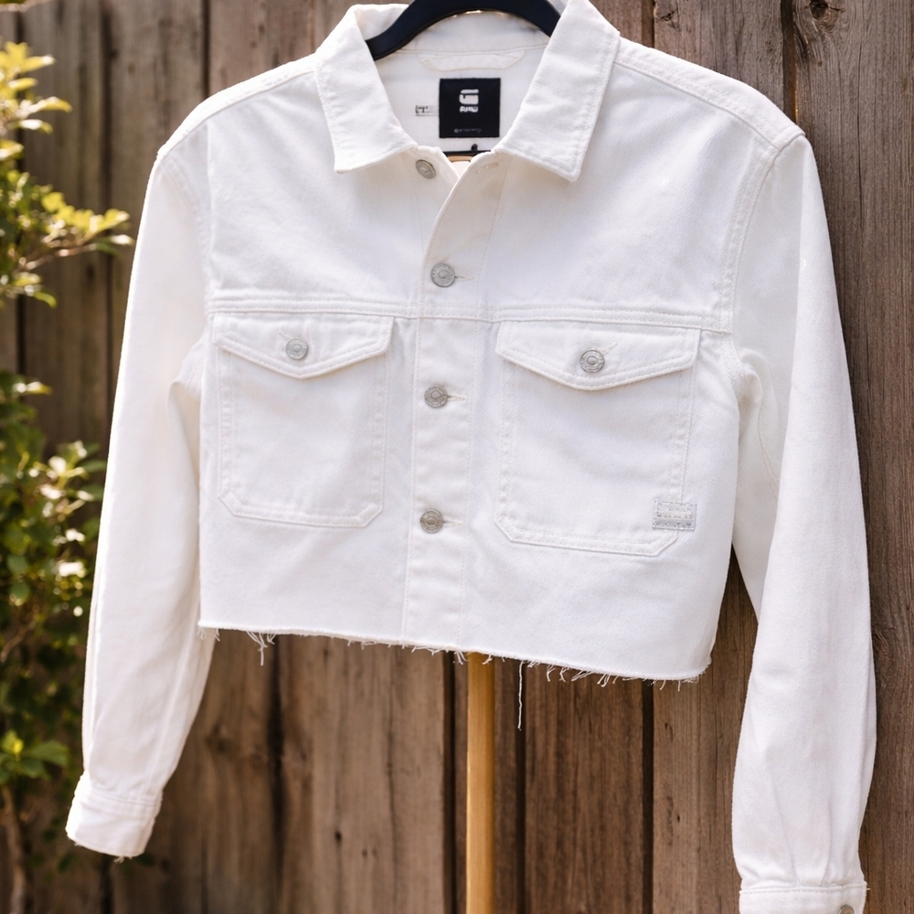 NWT G-Star Women's White Denim Jacket Size Small
